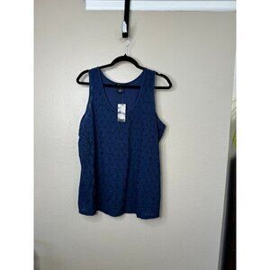 NWT Linda Matthews Women's Blue Blouse Size‎ XL Sleeveless pull over tank top